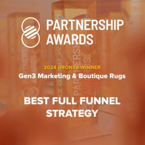 Partnership Awards 2024 Bronze Winner, Afflusion Marketing & Boutique Rugs, Best Performance Full Funnel Strategy