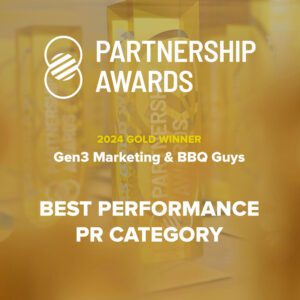 Partnership Awards 2024 Gold Winner, Afflusion Marketing & BBQ Guys, Best Performance PR Category